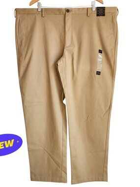 46x30 Tan Chinos Jos A Bank Cotton Reserve Pants New Flat Front British Khakis